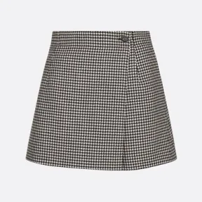 迪奥/Dior 裙裤 黑色和白色初剪羊毛千鸟格纹CD纽扣 251P45A1317_X9330_T34