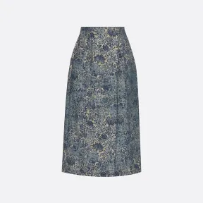 迪奥/Dior 裹身式半裙 蓝色棉质牛仔布褪色效果 Dior Brocart 图案 252J22A3568_X5854_T34