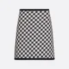 迪奥/Dior 喇叭形迷你裙 针织科技面料黑色和白色 D-Little Vichy 图案 254J18AM514_X9330_T34