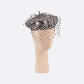 迪奥/Dior Dior Arty 贝雷帽 黑色和白色羊毛混纺科技面料搭配面纱 25PDP910G120_C933_T57