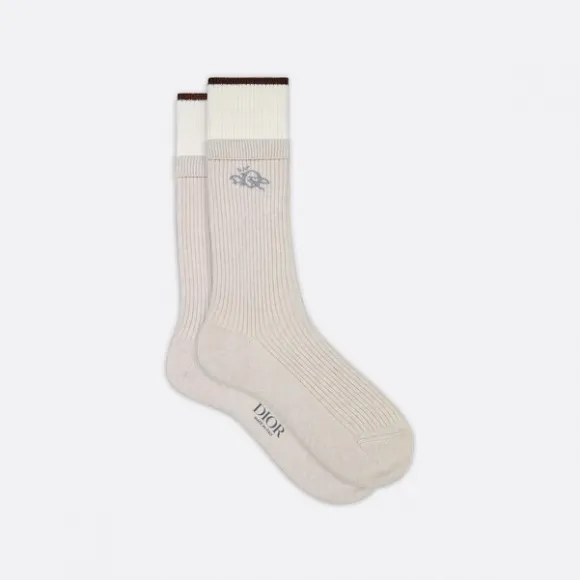 迪奥/Dior CACTUS JACK DIOR 袜子 米色弹性棉质混纺针织面料 283MC01AT256_C180_TS