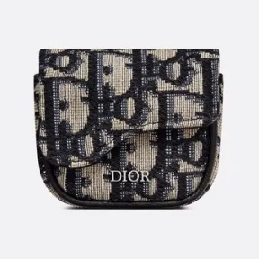 迪奥/Dior 马鞍腕包 米色和黑色提花面料 Oblique 印花 2ADBC279YKY_H05E_TU