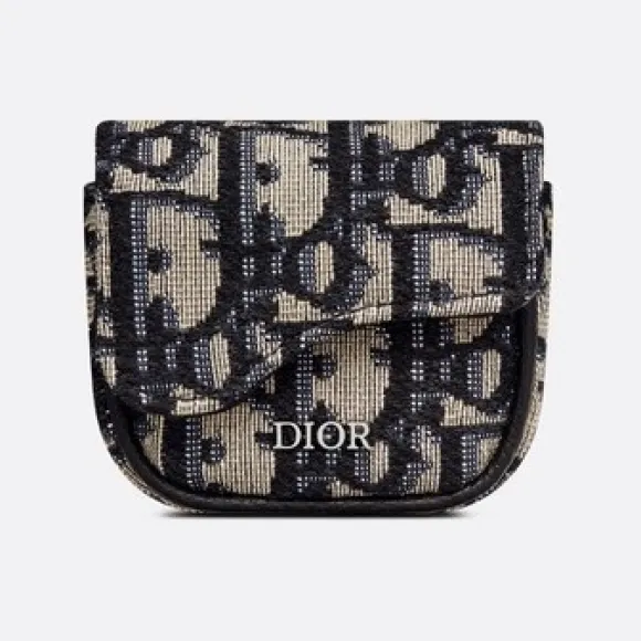 迪奥/Dior 马鞍腕包 米色和黑色提花面料 Oblique 印花 2ADBC279YKY_H05E_TU