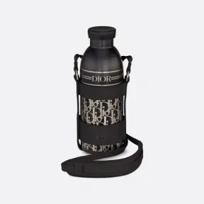 迪奥/Dior Dior Aqua 水瓶 黑色粒面牛皮革和不锈钢 Dior Oblique 图案搭配肩带 2ESKH290YMJ_H00N_TU