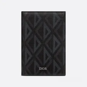 迪奥/Dior 护照套 黑色帆布 CD Diamond 图案 2ESPH016DCO_H43E_TU