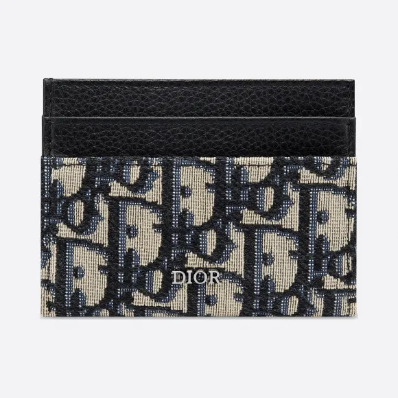 迪奥/Dior 米色与黑色 Dior Oblique 图案提花卡夹 2OBCH001YSE-H05E