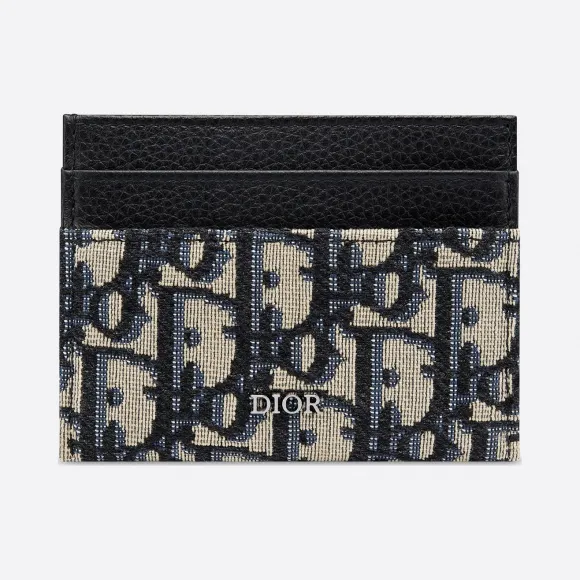 迪奥/Dior 米色与黑色 Dior Oblique 图案提花卡夹 2OBCH096YSE-H05E