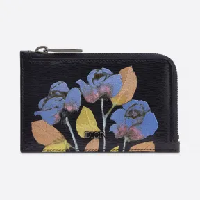 迪奥/Dior 海军蓝压花牛皮革 DIOR AND ALEX FOXTON 印花拉链卡夹 2PLBC090YVG-H00E