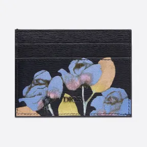 迪奥/Dior 海军蓝纹理牛皮革 DIOR AND ALEX FOXTON 印花卡夹 2PLCH089YVG-H00E