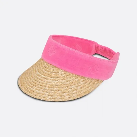 迪奥/Dior 遮阳帽 草编和浅莲红天鹅绒平纹针织提花面料CD图案 2WBB1DHATE_Y302_T2