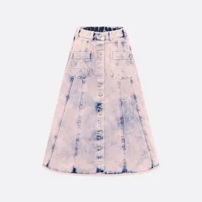 迪奥/Dior 儿童半裙 粉色棉质混纺牛仔面料石洗效果 2WBM12SKTG_Y62J_T04A