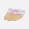 迪奥/Dior 遮阳帽 自然色草编和粉色科技面料扎染印花 2WBM1DHATA_Y91J_T2
