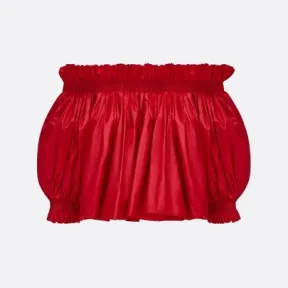 迪奥/Dior 露肩缩褶上衣 绯红色桑蚕丝塔夫绸 311B10A6119_X3386_T34