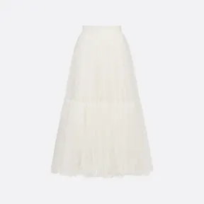 迪奥/Dior 喇叭形半裙 米白色小花薄洋纱 311J11A8810_X0300_T34