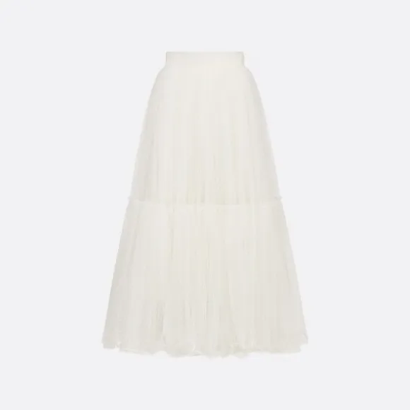 迪奥/Dior 喇叭形半裙 米白色小花薄洋纱 311J11A8810_X0300_T34