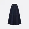 迪奥/Dior 喇叭形半裙 蓝色棉质牛仔布 312J31A3554_X5549_T34
