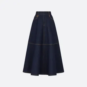 迪奥/Dior 喇叭形半裙 蓝色棉质牛仔布 312J31A3554_X5549_T34