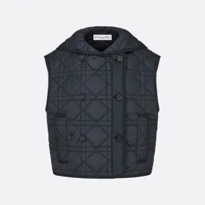 迪奥/Dior 无袖短款背心 海军蓝色绗缝塔夫绸科技面料超大藤格纹 317G19A2827_X5645_T34