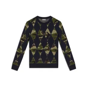 迪奥/Dior 迷彩图案 纯羊毛和海蓝色纯棉 663M656ZT726_C586