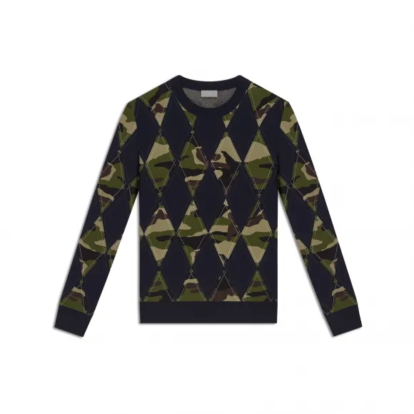 迪奥/Dior 迷彩图案 纯羊毛和海蓝色纯棉 663M656ZT726_C586