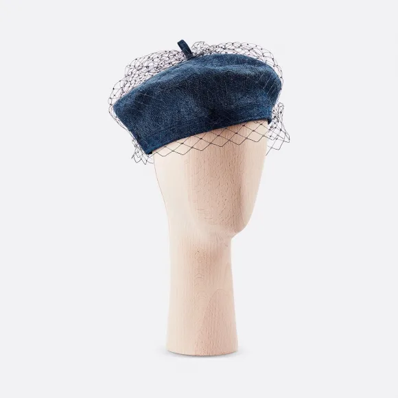 迪奥/Dior 牛仔布带面纱贝雷帽 86ATY910G132-C525