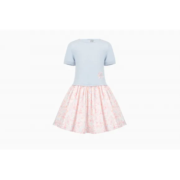 迪奥/Dior 蓝色针织和花卉纯棉绉纱连衣裙 8HBM14DRSE Y29F