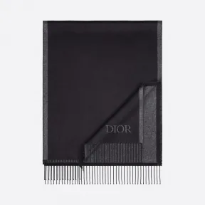 迪奥/Dior 黑色和灰色双面桑蚕丝围巾 93E0015BH001-C988