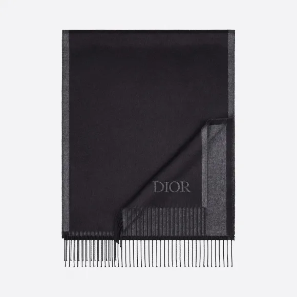 迪奥/Dior 黑色和灰色双面桑蚕丝围巾 93E0015BH001-C988