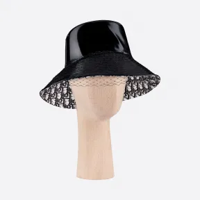 迪奥/Dior Teddy D Vinyl黑色宽帽檐渔夫帽 搭配面纱 95TDD924G135-C900