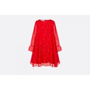 迪奥/Dior 红色印花真丝薄纱连衣裙  9EBM11DRSF Y649