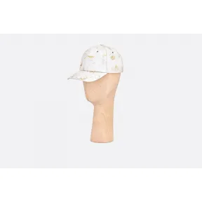 迪奥/Dior 象牙色华达呢和印花珠罗纱鸭舌帽  9EBM11HATB Y901