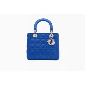 迪奥/Dior Lady Dior蓝色藤格纹小羊皮手提包 CAL44550 M04B