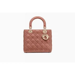 迪奥/Dior Lady Dior粉红色小羊皮手提包 CAL44550 M398