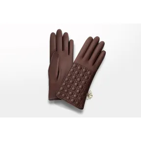迪奥/Dior  lady dior chocolat色小羊皮短手套 G0423OLMC M745