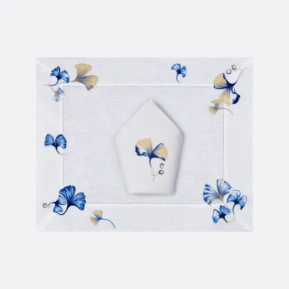 迪奥/Dior 餐垫和餐巾套装 蓝色银杏叶 HYO03SBG0L_C000_TU