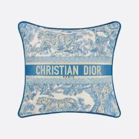 迪奥/Dior 小号正方形靠垫 二零二二早春系列，矢车菊蓝茹伊印花图案 HYP02CBC2U_C550_TU