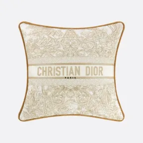 迪奥/Dior 小号正方形靠垫 二零二二早春系列，白色和金色Athens图案 HYP02CCA2U_C190_TU