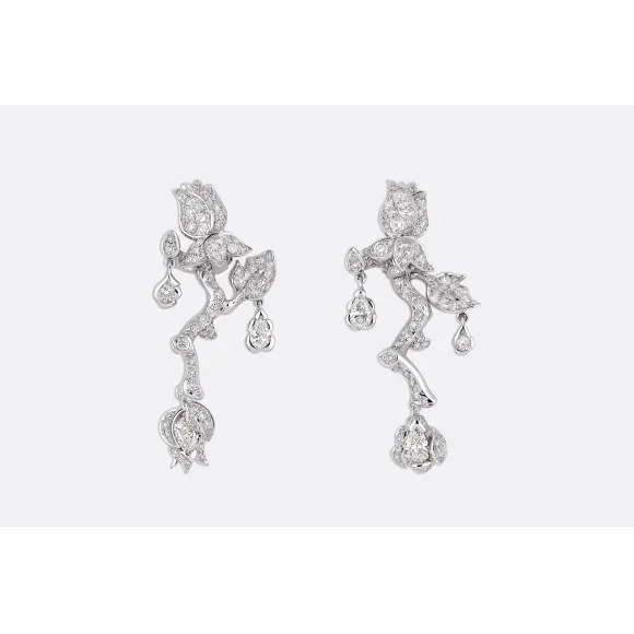 迪奥/Dior Rose Dior Bagatelle 750/1000白金钻石耳环 JBAG94014 0000