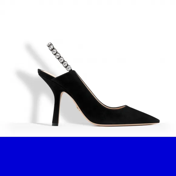 迪奥/Dior 黑色丝绒小牛皮和莱茵石高跟鞋 KCC213VVV S900