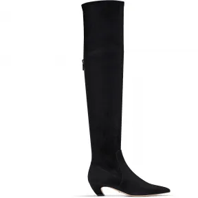 迪奥/Dior 黑色弹力丝绒小牛皮过膝长靴 KCH369STC S900