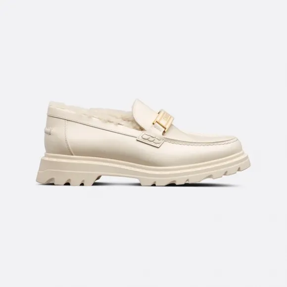 迪奥/Dior Dior Code 乐福鞋 白色磨砂牛皮革和皮毛一体 KDB757VES_S43W_T34