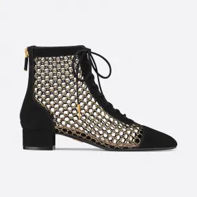 迪奥/Dior 黑色绒面革和金色网面 Naughtily-D 靴子系列 KDI010SUL-S09X