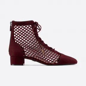 迪奥/Dior Naughtily-D 酒红色网眼布和绒面革靴子系列 KDI492SUR-S33R