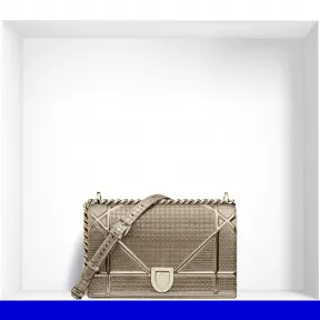 迪奥/Dior  diorama 香槟色金属光泽藤格纹图案小牛皮小手提包 M0421OSKN M00J