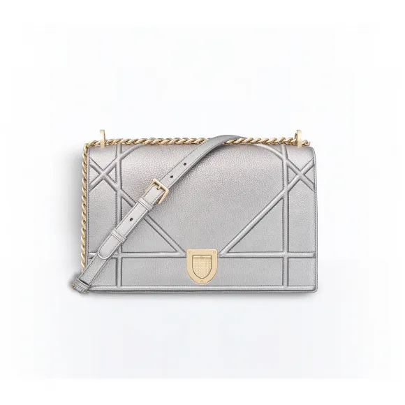 迪奥/Dior  diorama 银色金属光泽粒面触感小牛皮手提包 M0422OVKQ M89K