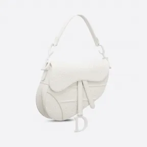 迪奥/Dior 粉雾白 Dior Oblique 图案凸印光滑牛皮革马鞍手袋 M0446IWSO-M30U