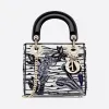 迪奥/Dior Lady Dior Toile de Jouy 迷你白色刺绣编织皮革手袋 M0505ORBU-M09E