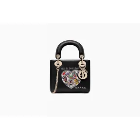 迪奥/Dior Lady Dior黑色光滑小牛皮袖珍手提包 M0505ORNS M911