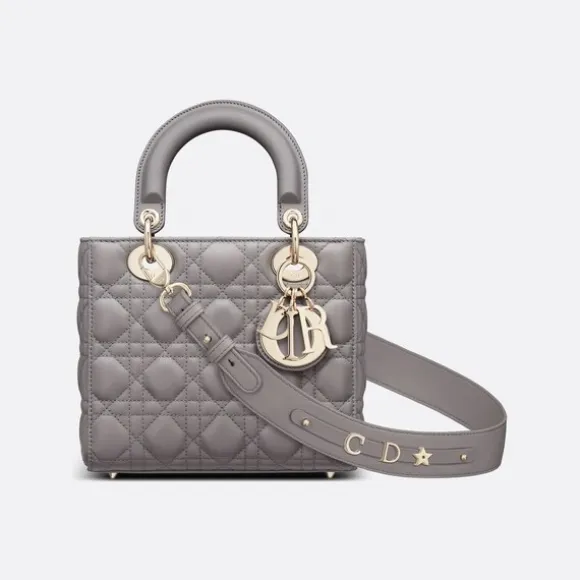迪奥/Dior 小号 Lady Dior My ABCDior 手袋 灰色羊皮革藤格纹 M0538OCAL_M34G_TU