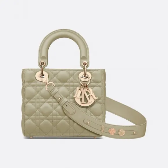 迪奥/Dior 小号 Lady Dior My ABCDior 手袋 灰绿色羊皮革藤格纹 M0538OCAL_M70H_TU